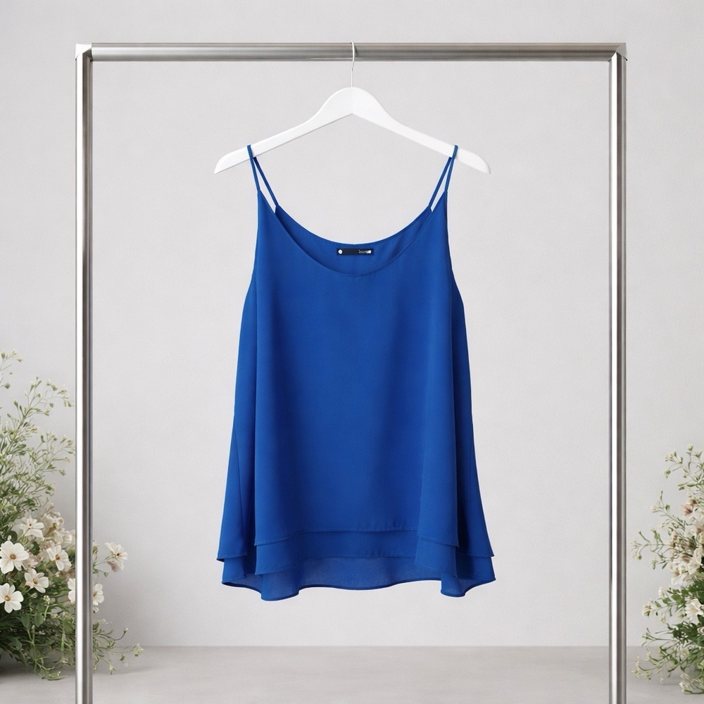 Krisa Layered Blue Camisole Top Like New Womens large Cami